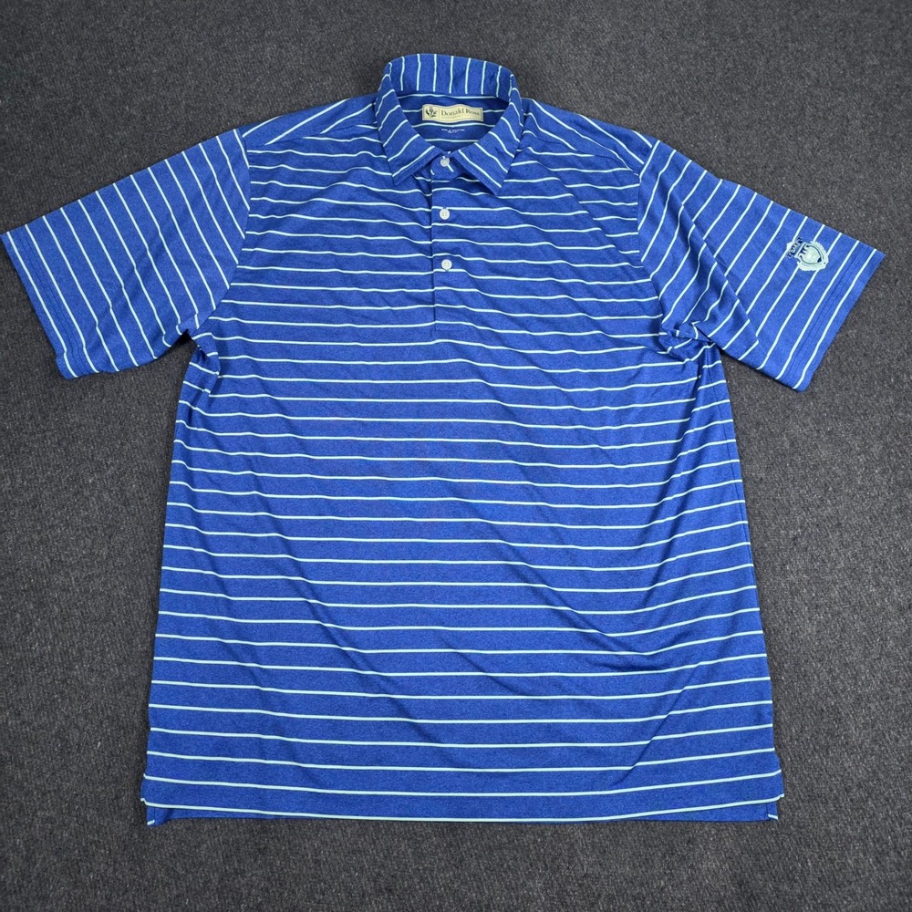 Donald Ross Polo Shirt Mens Large Blue Striped Sportswear Oaks Golf Performance